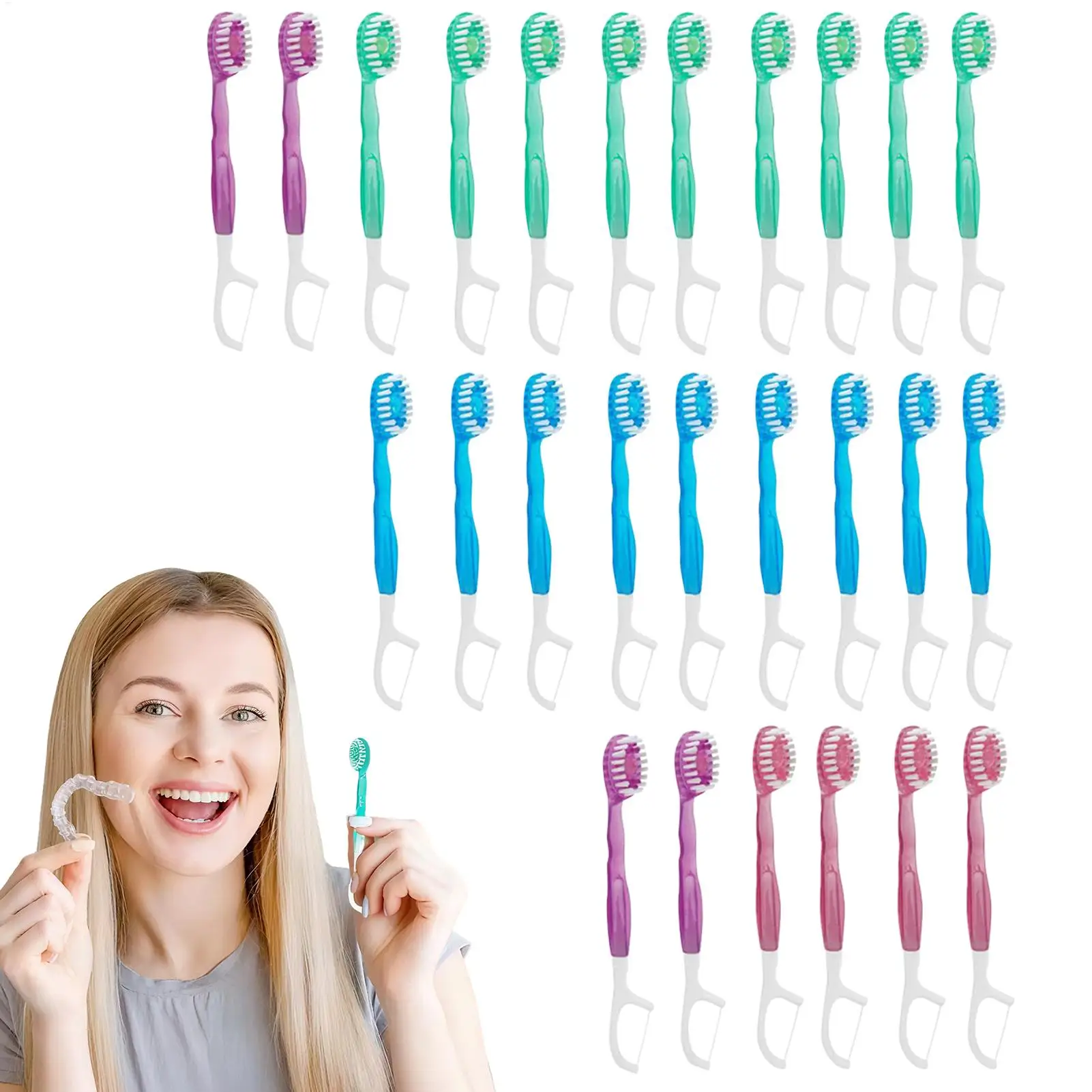 5-in-1 Mini Toothbrushes with Toothpaste Tongue Scraper Flosses Portable Soft Versatile Toothbrush Kit for Home and Travel