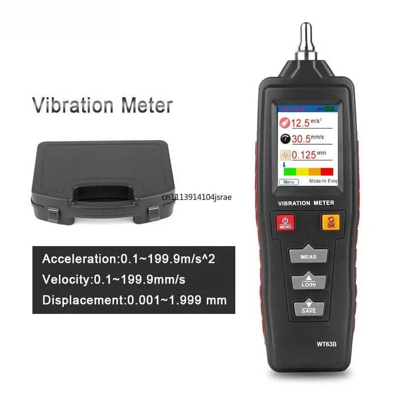 For WT63B Vibration Analyzer Color LCD Digital Vibrometer Measure Acceleration Velocity Displacement for Rotating Equipment