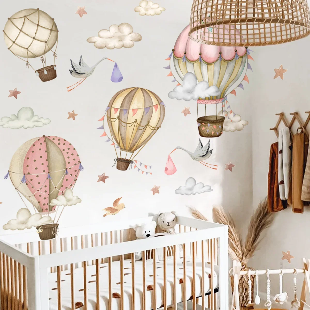 Cloud Wall Decals Cool & Cozy Atmosphere Hot Air Balloon Clouds Wall Stickers Self Adhesive stylish Kids Rooms Cloud Wall Decals