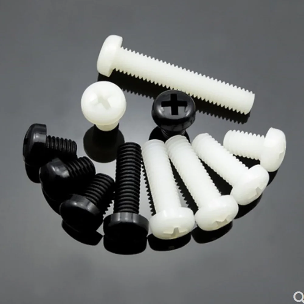 Nylon Round Pan Head Phillips Screws Bolts Black,White M2 M3 M4 M5 M6 Plastic Insulation Cross Recessed Round Head Screw