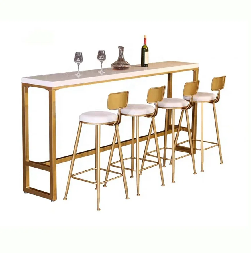 

Modern bistro bar table and chair set, bar counter, nightclub, metal stool