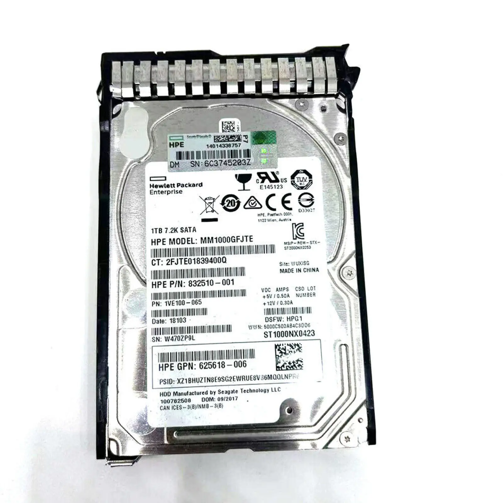 

Hard Disk 832510-001 MM1000GFJTE Fits For HP 7.2K SATA DS 1TB 656108 1TB