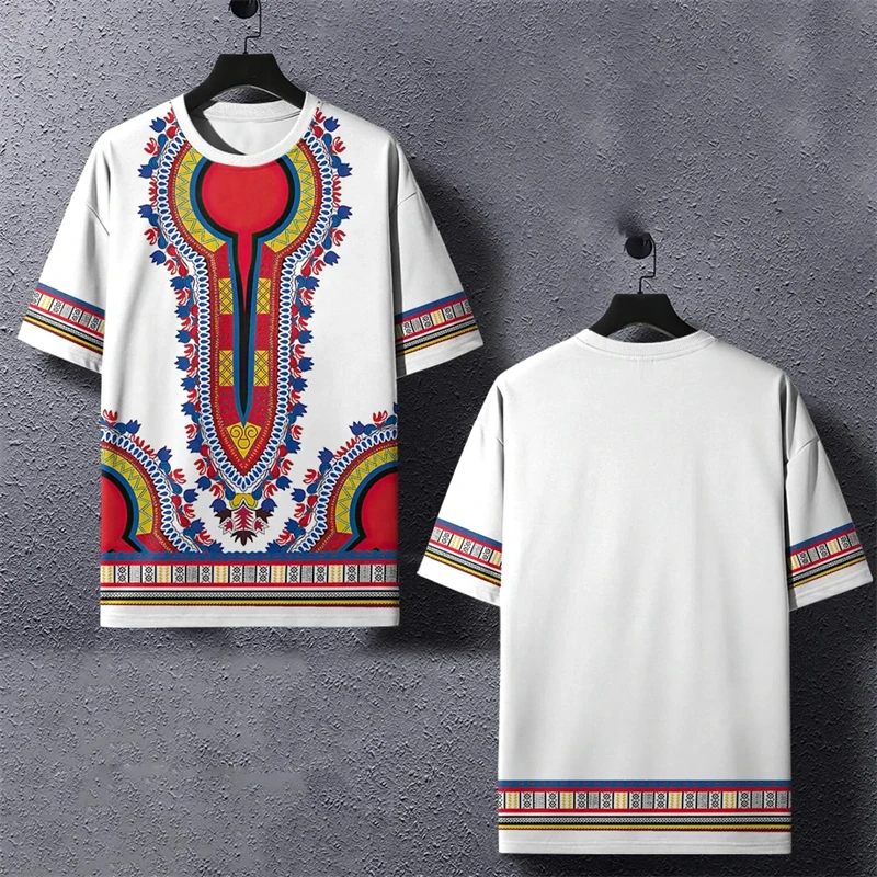 

Vintage African Ethnic Stripe 3D Printing T-shirt O-Neck Oversized Short Sleeve Tees Tops Summer Loose Male Clothing Streetwear