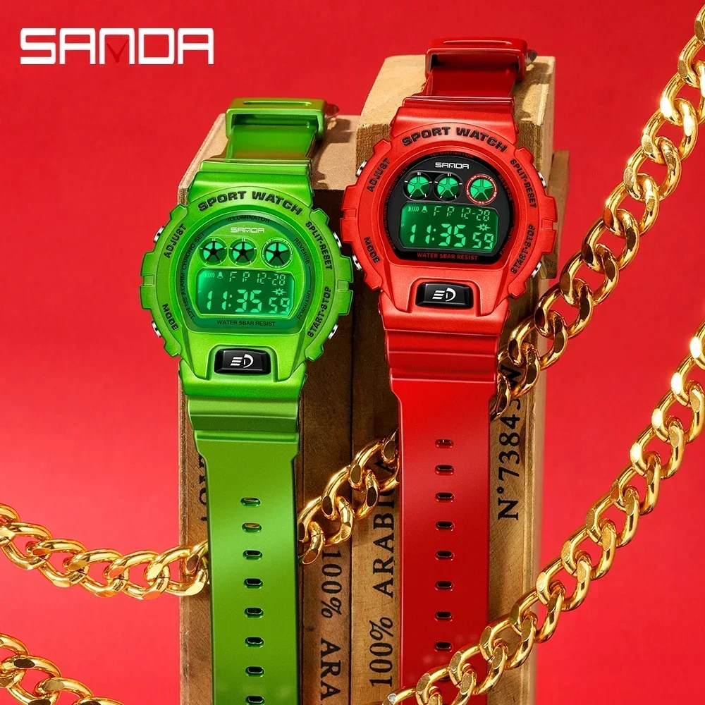 Sanda Sport Women Watch Multicolor Digital Fashion delicateWristwatch  Student Unisex Electronic Waterproof Stylish Luxury Clcok