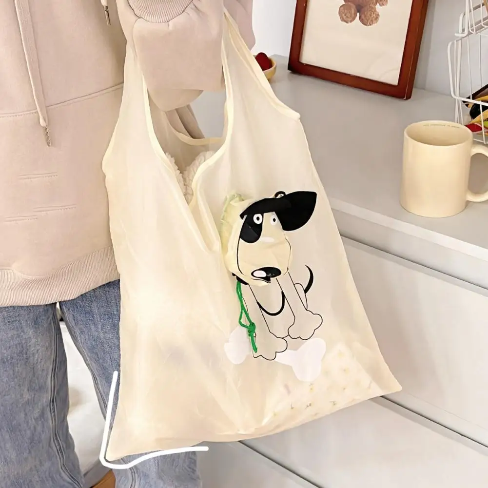 Shopping Hand Bag Plastic Reusable Household Supermarket Doggy Folding Shopping Pouch Folding Tote Bag for Daily Life