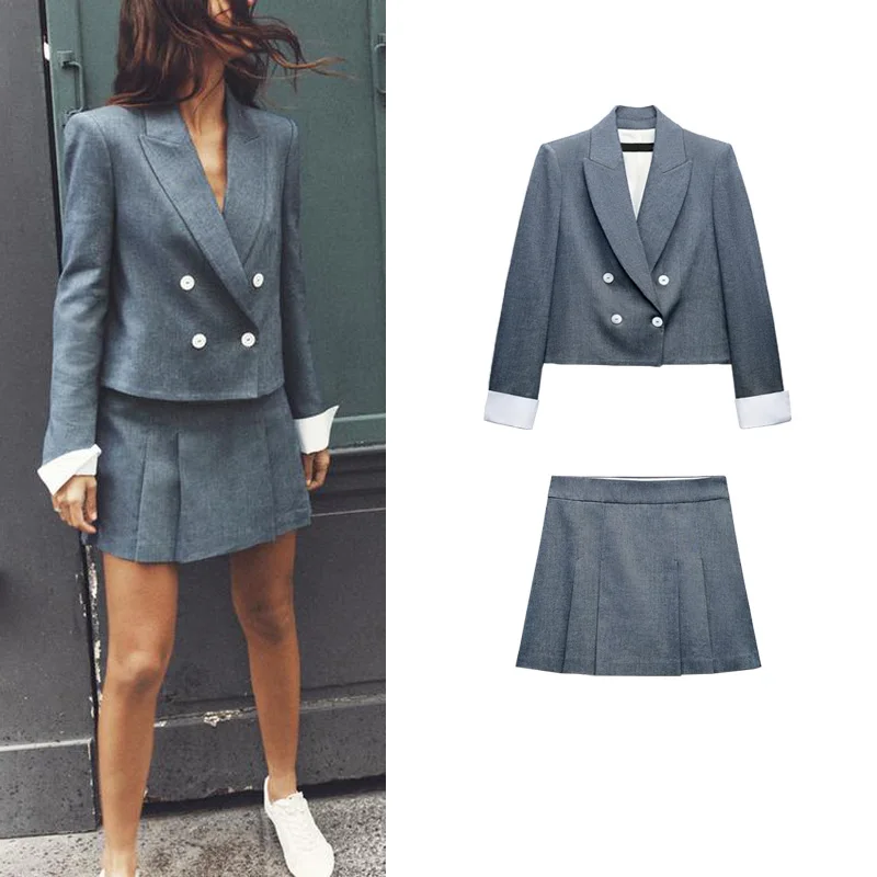 ฤดูใบไม้ผลิฤดูร้อนใหม่ม้วนข้อมือยาว Sve ort Coat 2322769 จีบตกแต่งกระโปรงกางเกง 239769 Faionable ผู้หญิงชุด