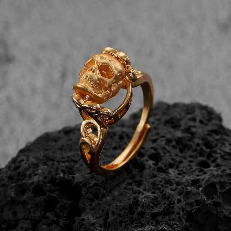 Fashion Dark Gothic Skull Ring Color Blocked Punk Style Jewelry 1Pcs for Men Women Daily Wear Party Anniversary Gift