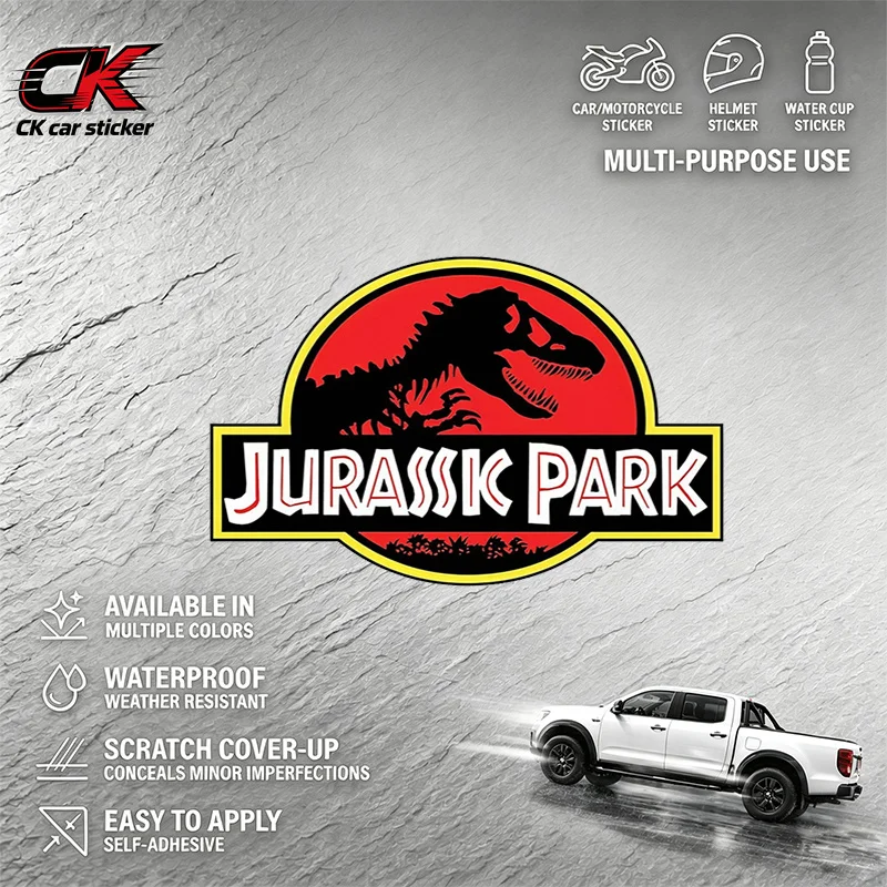 Vinilo Adhesivo Reflectante, Impermeable y Resistente a Arañazos con Diseño de Jurassic Park para Decoración de Casco de Auto