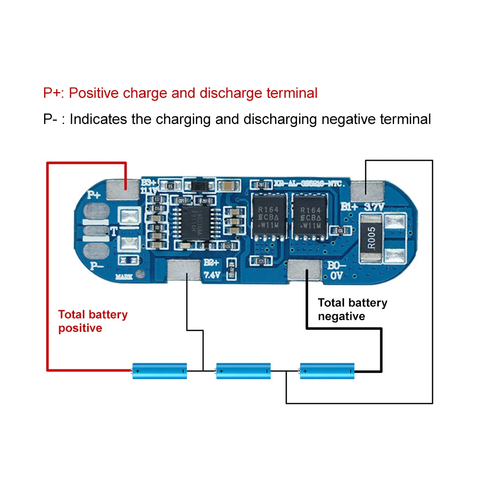 BMS 3S 8A 11.1V 18650 Same Port Li-ion Battery Charging Protection Board For Electric Tool Solar Energy Storage Lithium Battery