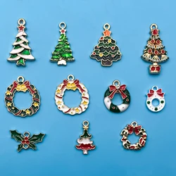 10Pcs/Pack 11styles Christmas Charms Enamel Alloy Pendants Craft Supplies Beads Pendants For Jewelry Making Christmas Pendant