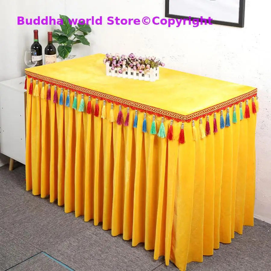 

Buddhist Taoism supplie Buddhism HOME Temple Gold velvet enshrine Altar table Enclosing curtain Table cover accept Custom made