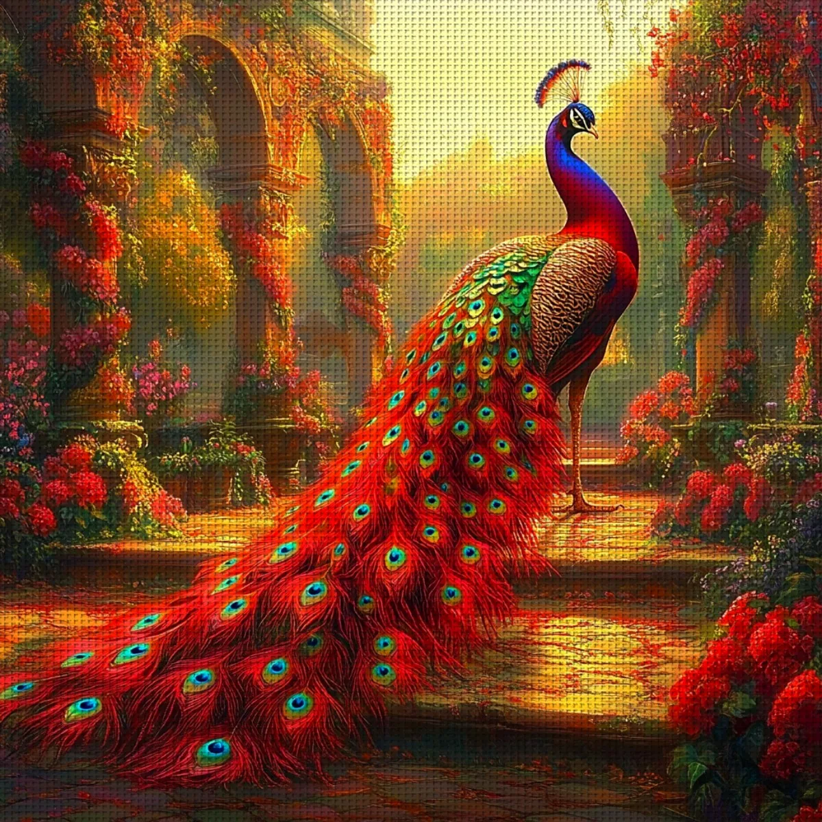 

1 комплект, 50x50 см/19,7x19,7 дюйма, набор инструментов для вышивки крестом «сделай сам», без рамки, набор для вышивки крестиком с принтом, павлин, набор для декоративной вышивки
