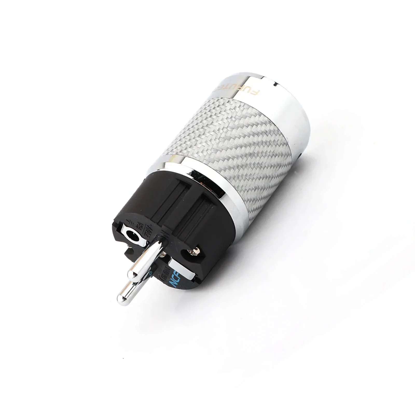Preffair Schuko NCF Series Rhodium Plated EU/US Power Plug Carbon Fiber Shell IEC C15 Female Plug 15A 125V/10A 250V