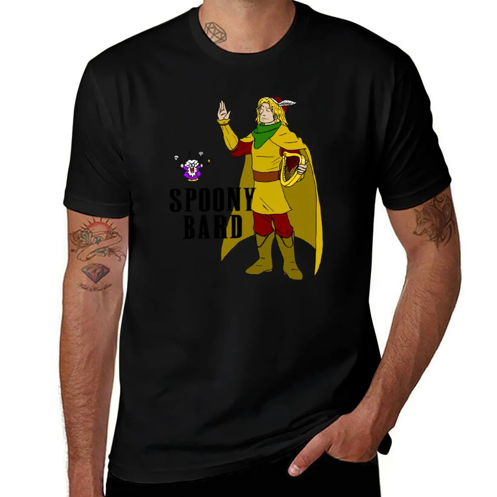 Spoony Bard T-Shirt Basic Solid Color Short Sleeve T-Shirt