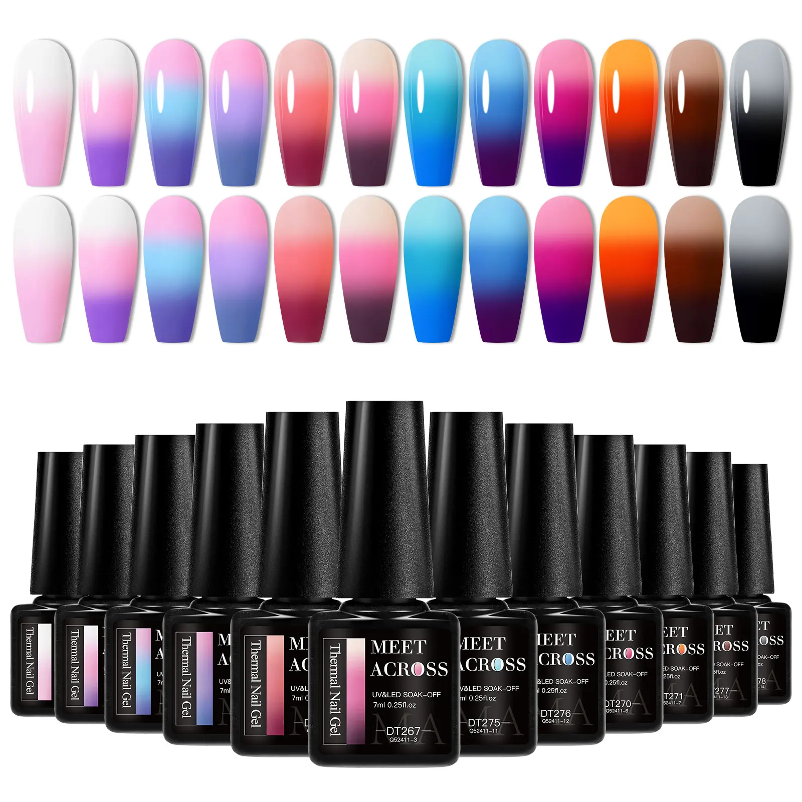 

12pc Thermal Gel Nail Polish Set UV LED 3 Colors Changing Nail Art Varnish Gel for Beginners Home Salon Semi Permanent Manicure