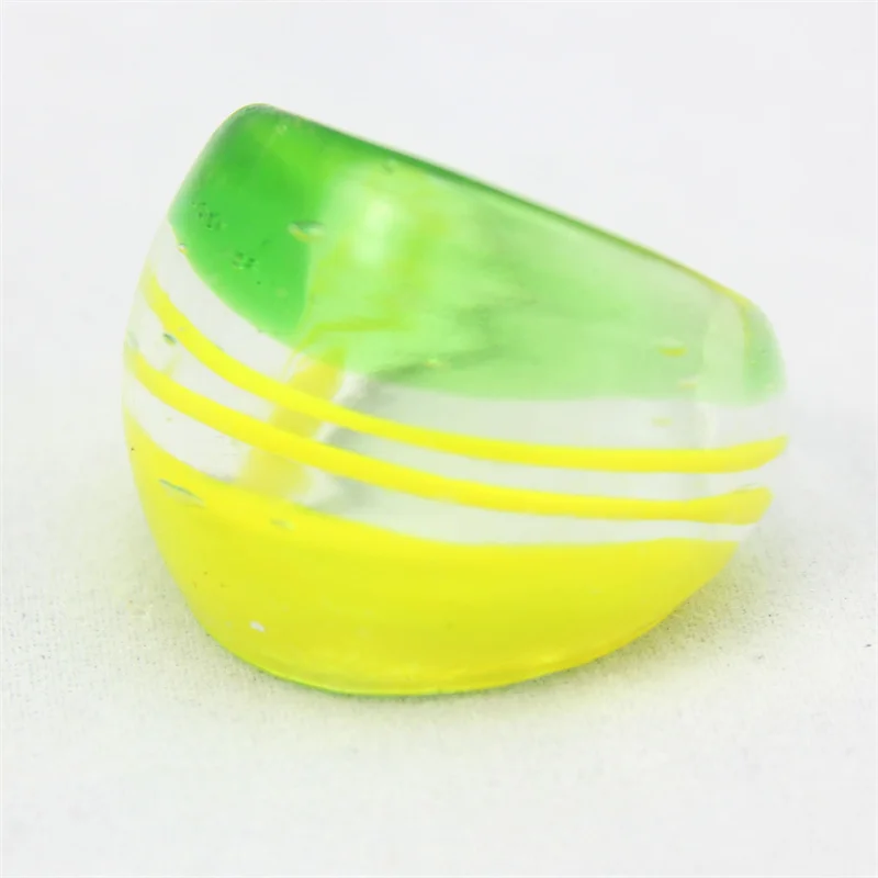 Fashion Women's Glass Ring Handmade Multicolor Stripe Liuli Finger Ring Murano Lampwork Glass Jewelry Girls Gift