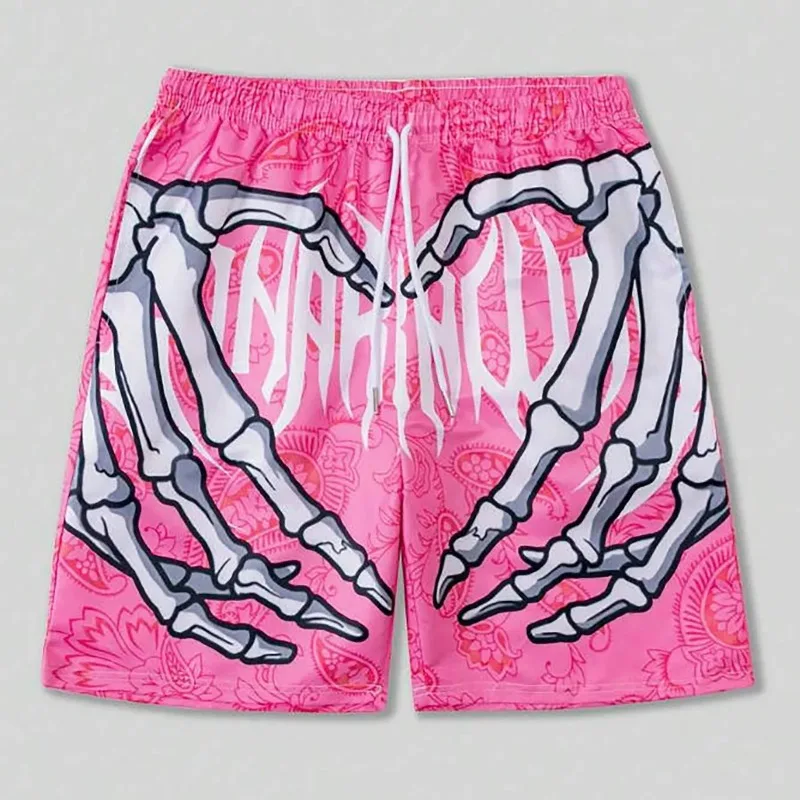 Male Summer Skeleton Gothic Shorts Plus Size Casual Men Thin Sport Running Shorts for Men Jogging Tracksuits Fitness Sweatpants