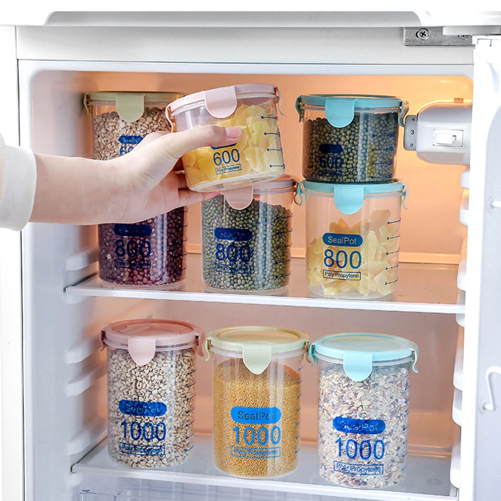 

Cereal Container Food Storage Jar Dry for Rice Flour Keeper Whole Grains Canisters Blue Bottle