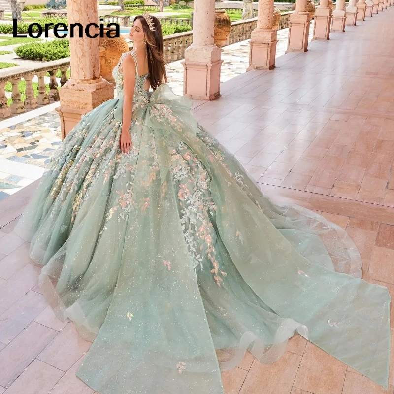 Customized Lavender Lilac Quinceanera Dress Ball Gown 3D Flowers Applique Beading With Bow Sweet 16 Vestidos De 15 Años YQD681