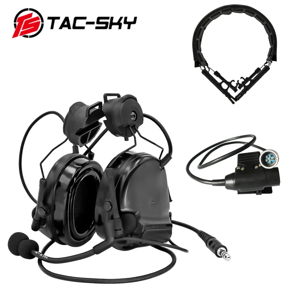 

TAC-SKY Tactical COMTAC III Helmet Holder Silicone Headset+PRC PTT 6-Pin U94 PTT With Tactical Headset Replacement Headband