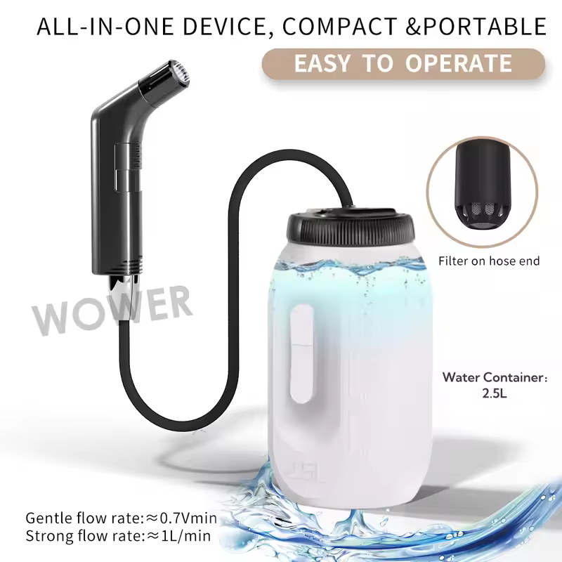 2.5L Portable Electric Bidet Rechargeable Shataf Hand Bidet Butt Sprayer for Personal Hygiene Cleaning Travel Camping Bidet - Image 4