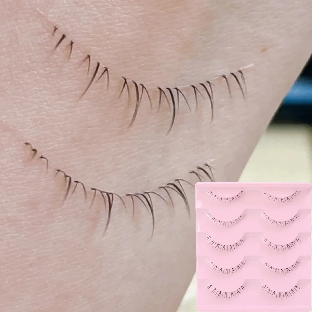 5 paia di ciglia inferiori Manga Clear Band sottile piccola fiamma sotto ciglia finte striscia ciglia inferiori naturali strumenti per il trucco coreano