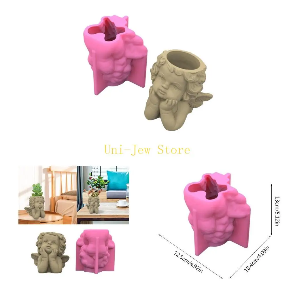

40GB Geometric Angel Gypsum Silicone Molds Storage Box Mold for Making Plants Pot Flower Pot Pen Holder