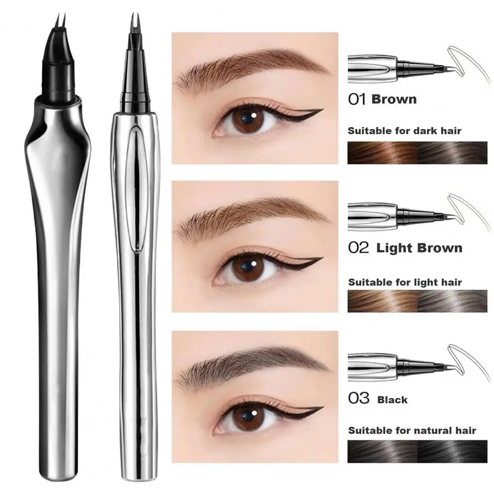 0.5ML Eyebrow Pencil 2 Micro Fork Tip Applicator Natural Smudge-proof Microblading Two-Pronged Liquid Brow Contouring Pen