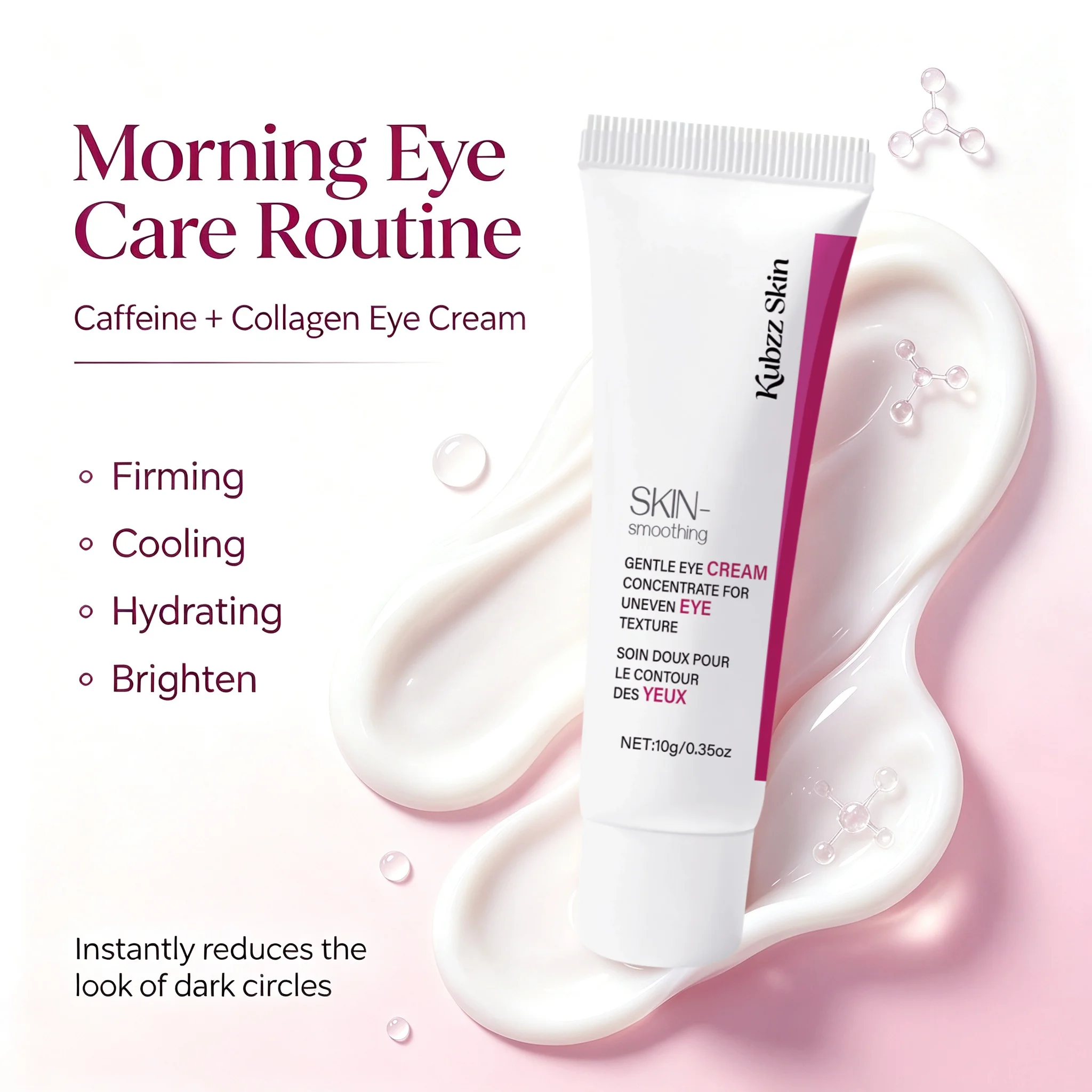 Eye Lift & Tighten Cream, Hydrating & Firming for All Skin Types, with Collagen, Hyaluronic Acid, Caffeine, Glycerin.10g