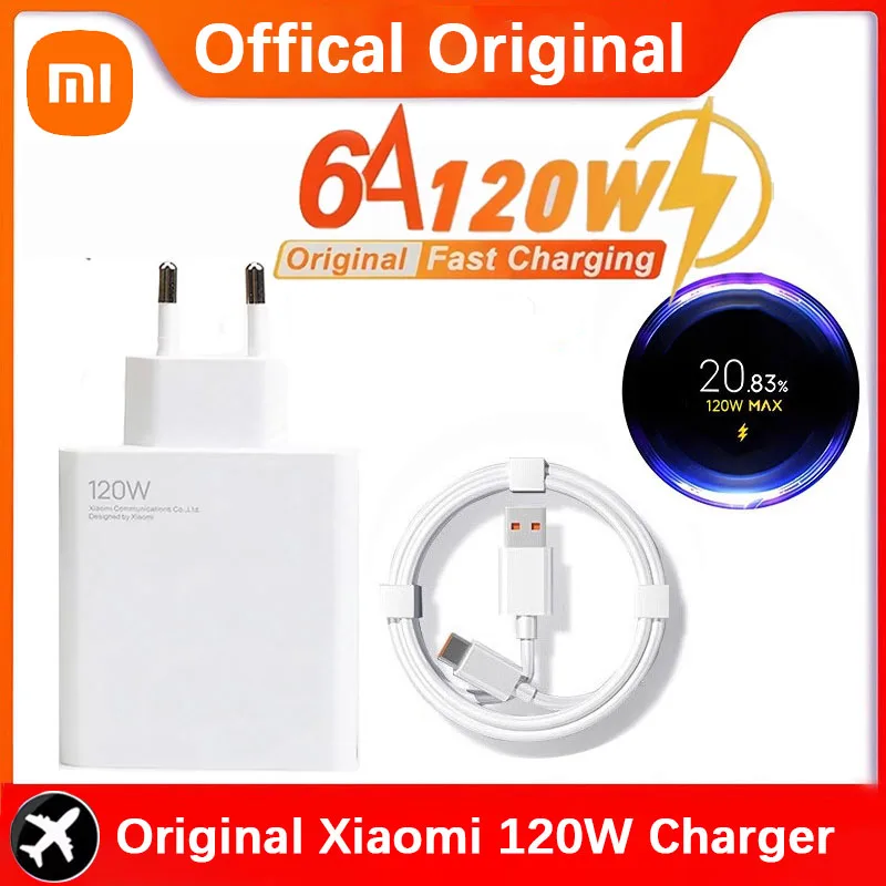 Original Xiaomi 120W Turbo Fast Charger EU Wall Hypercharge Adapter USB 6A Type C Cable For Mi 13 12 11 5G Ultra 11T Pro X4 X5