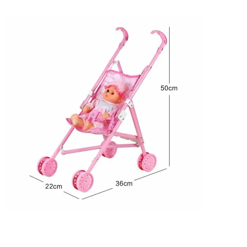 Pink Infant Doll Foldable Stroller Carriage Portable Frame With Doll For 12 Inch Doll Mini Stroller Lightweight Kids Toys Gift