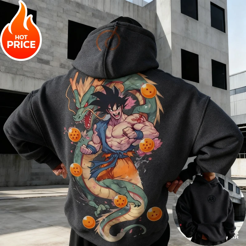 

Son Goku Dragon Ball Saiyan Harajuku Уличная одежда Осенняя мужская винтажная толстовка с капюшоном Зимняя женская толстовка с капюшоном большого размера с длинным рукавом