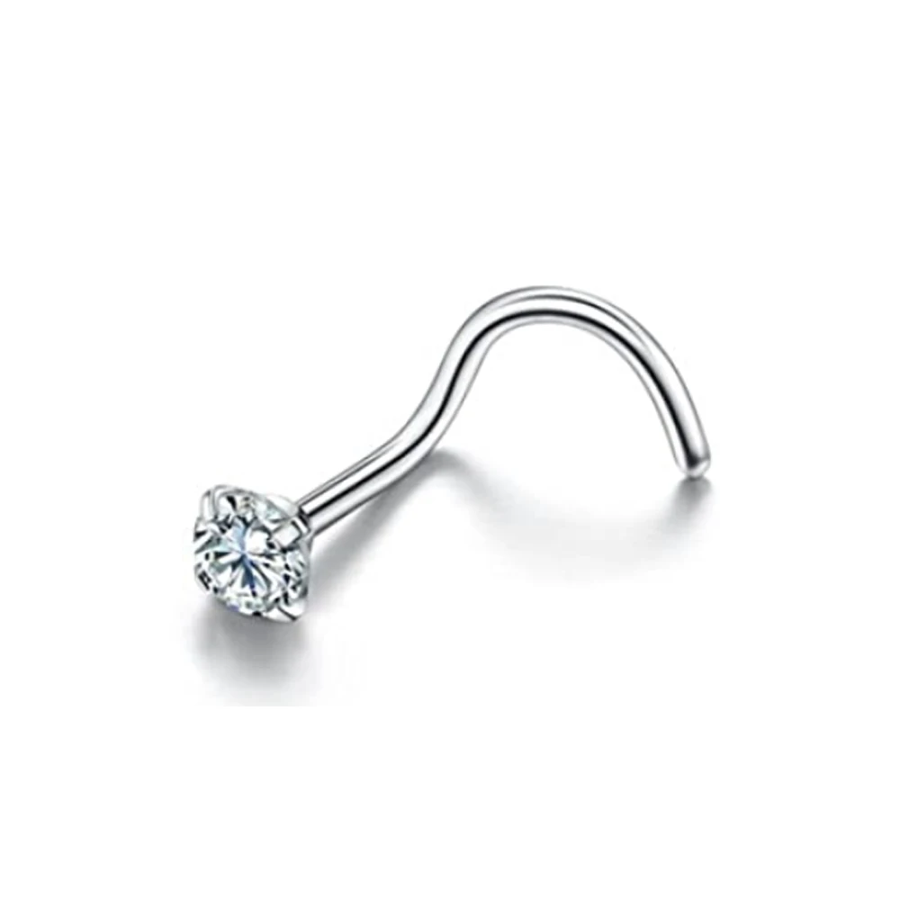 Juego de anillos de acero inoxidable para la nariz para hombres y mujeres, joyería para Piercing de fosa nasal con tornillo, 1,5mm, 2mm, 2,5mm, 3mm,