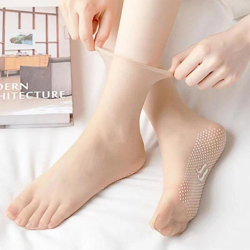 Short Stockings For Women, Ultra-thin Summer Anti-snag Crystal Stockings, Cotton Bottom Steel Stockings, Flesh Color