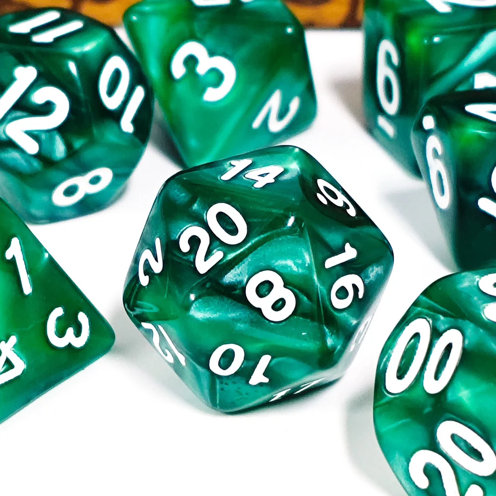 7Pcs/Set Pearl Dice Polyhedral Multi-Color DND Game Dice Number Decorations TRPG Games Board Games Entertainment Accessories