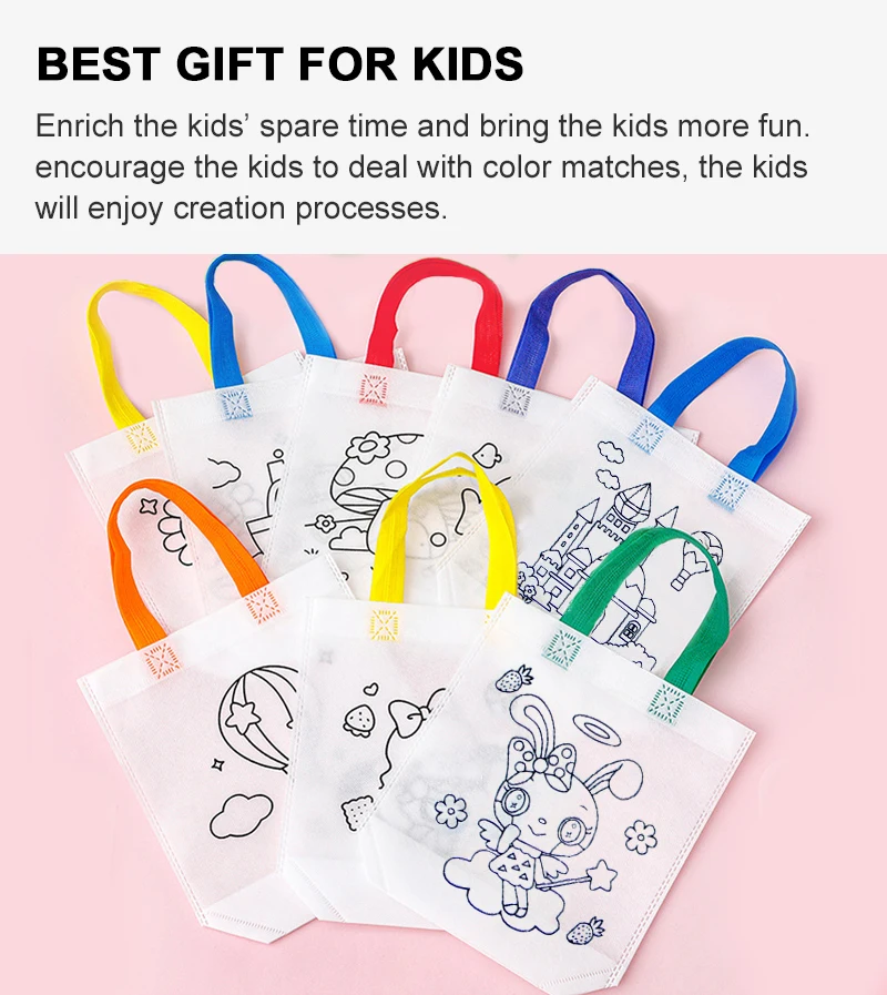 Vlies-Tasche mit Marker, Cartoon-Muster, Partygeschenke, Festival-Geschenk, Umweltschutz, Handtasche, tragbare Aufbewahrungstasche TMZ – Detail 14