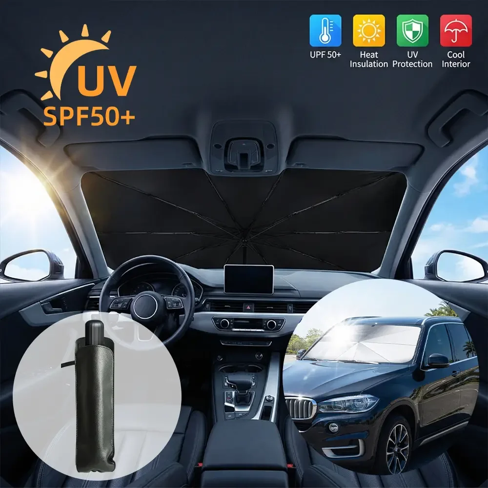 【DealsForYou】Car Front Windshield Sunshade, Multipurpose Car Glass Sun Shade, UV Blocker & Heat Reducer Car Sun Cover, Universal Easy-Fold Front Anti-UV Windshield Sunshade, Car Accessories