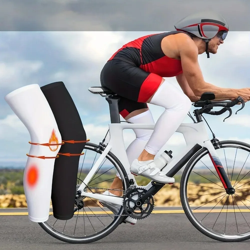 Capa Protetora de Perna para Ciclismo e Corrida com Proteção Solar, Alta Elasticidade, Respirável, Secagem Rápida e Antiderrapante de Silicone