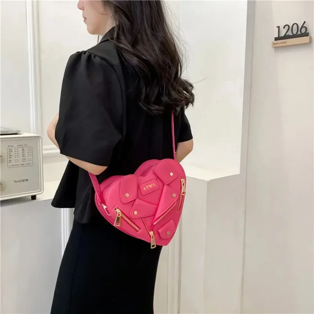 

Motorcycle Heart-Shaped Crossbody Bag - Edgy Spice Girl Shoulder Purse, Women's Love Messenger Handbag