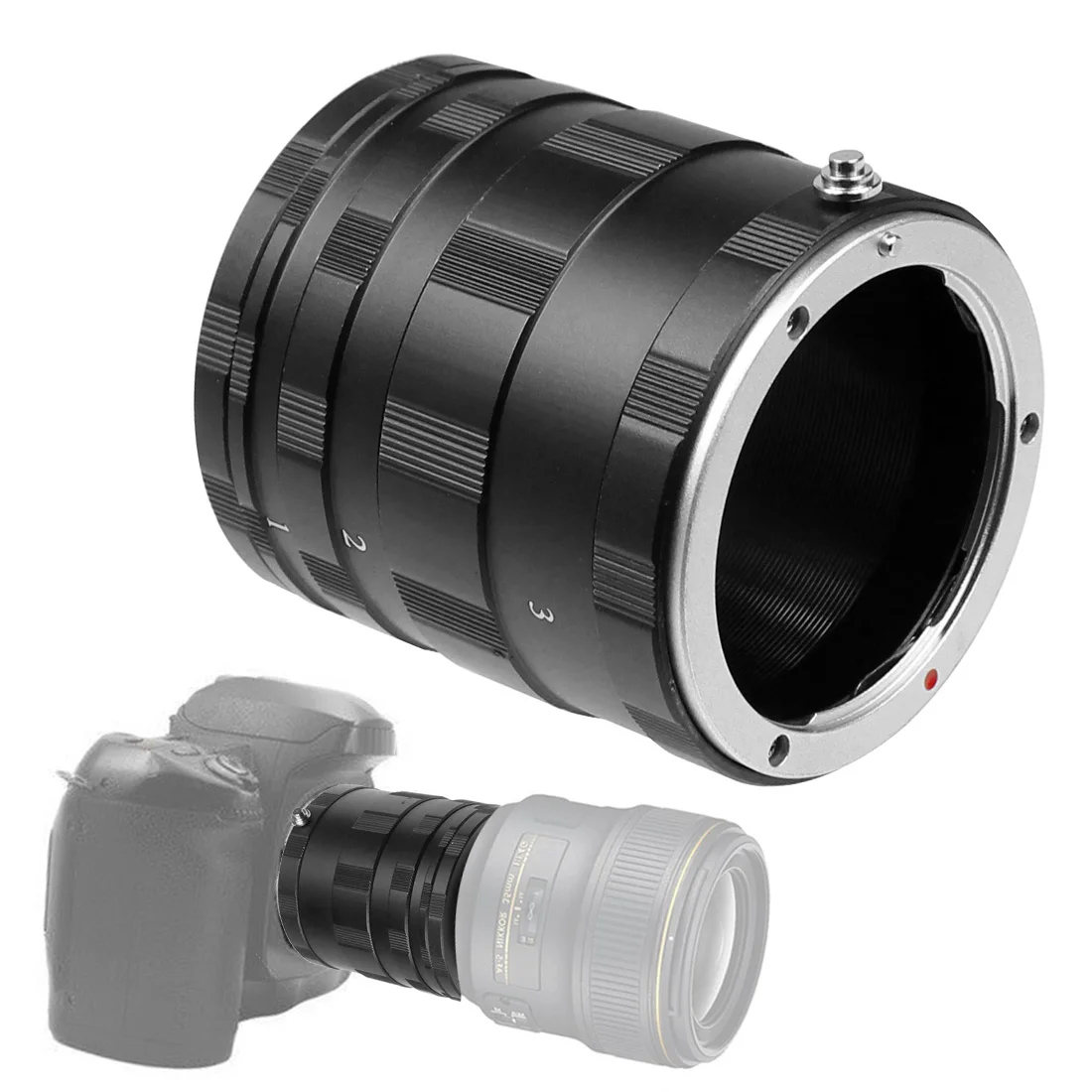 Metall-Kameraadapter Makro-Nahaufnahmen-Halterung Ring Objektiv-Verlängerungsrohr für Nikon AI Canon EOS EF Fuji FX Sony NEX DSLR-Kameras – Detail 26