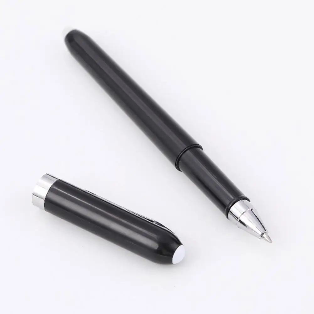 Erasable Gel Pen 0.5mm Black Ink Retractable Click Pen Smooth Writing No Smudge Black Matte Shell Student Pen