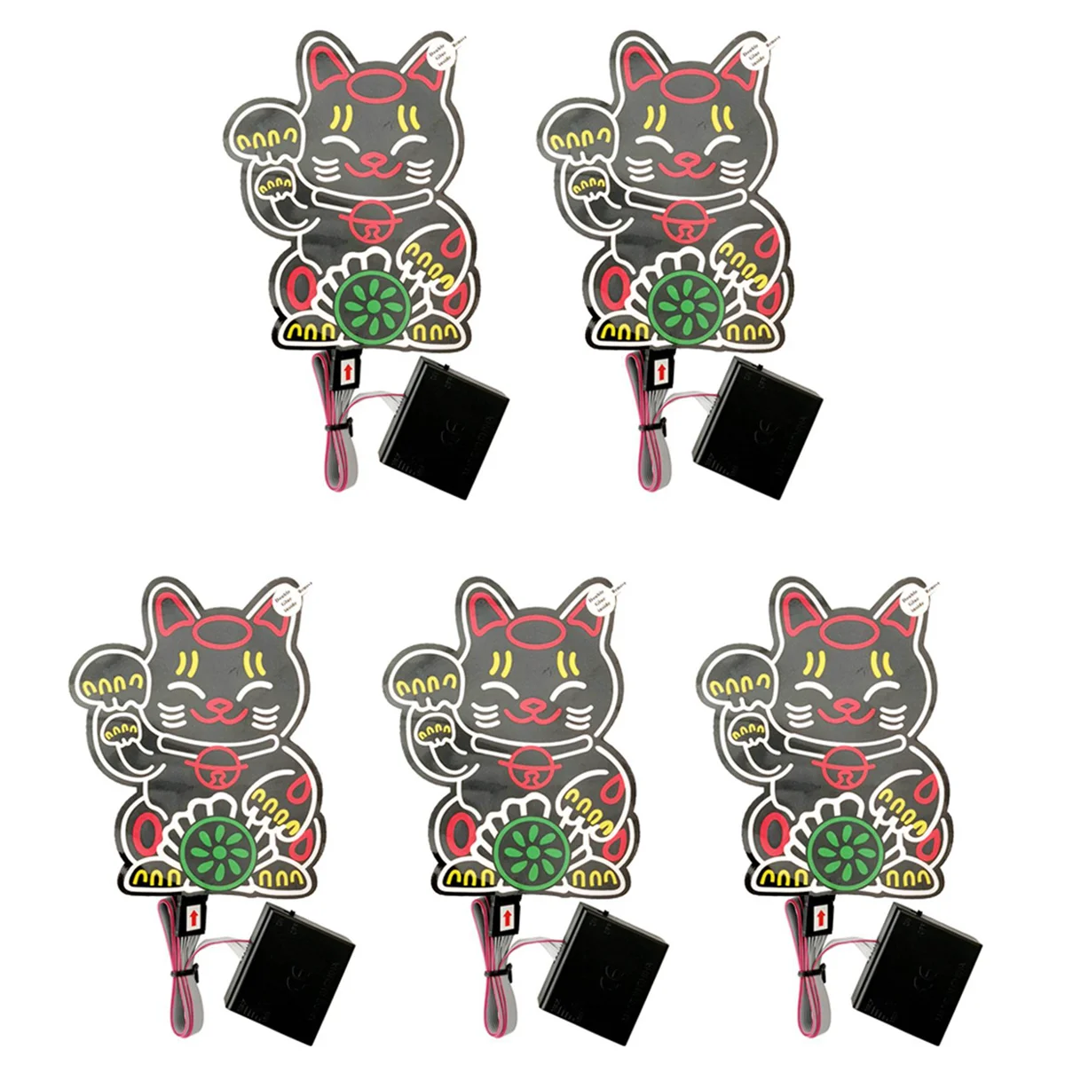 

5X Windshield Fortune Lucky Kitty Car LED Light Safe Stickers for JDM Glow Panel Decoration Accessories