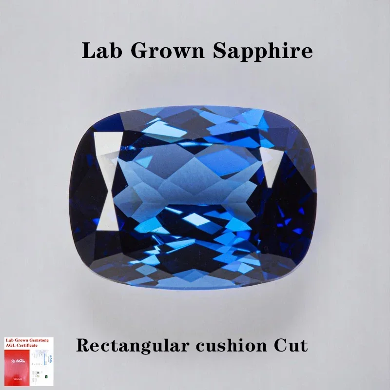 

L-Lab Grown Sapphire Cushion Cut Royal Blue Color VVS1 Charms for Jewelry Making DIY Ring Necklace Earrings Main Materials