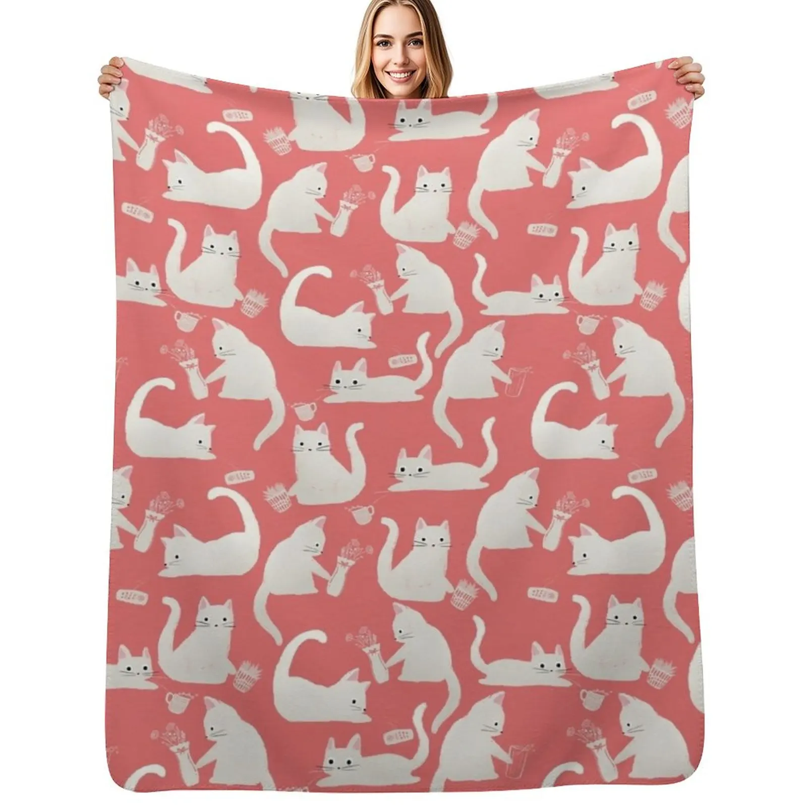 Bad White Cats Knocking Stuff Over Throw Blanket Elegant Warm Throw Blanket for Hotel Home