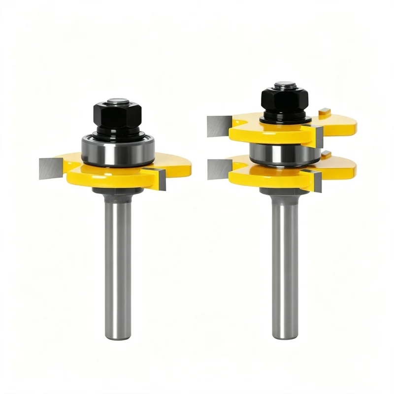 3‑Teeth T‑Slot Milling Bit 8mm Shank Tenon Joint Tool for Floor Panel Splicing Woodworking Application