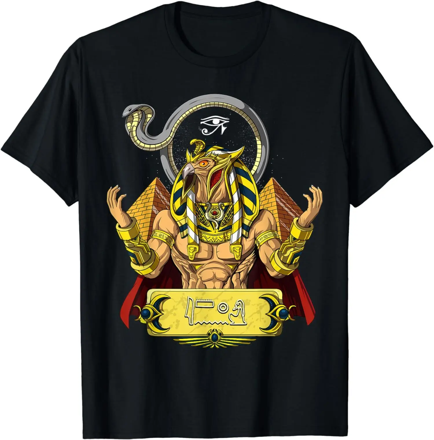 NEW LIMITED Egyptian God Ra Eye Of Horus Pharaoh Pyramids Hieroglyphs Tee S-3XL