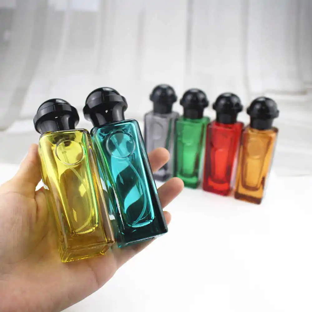 30pcs 30ml Colorful Glass Perfume Bottle Spray Vial Black Cap Fragrance Diffuser Portable