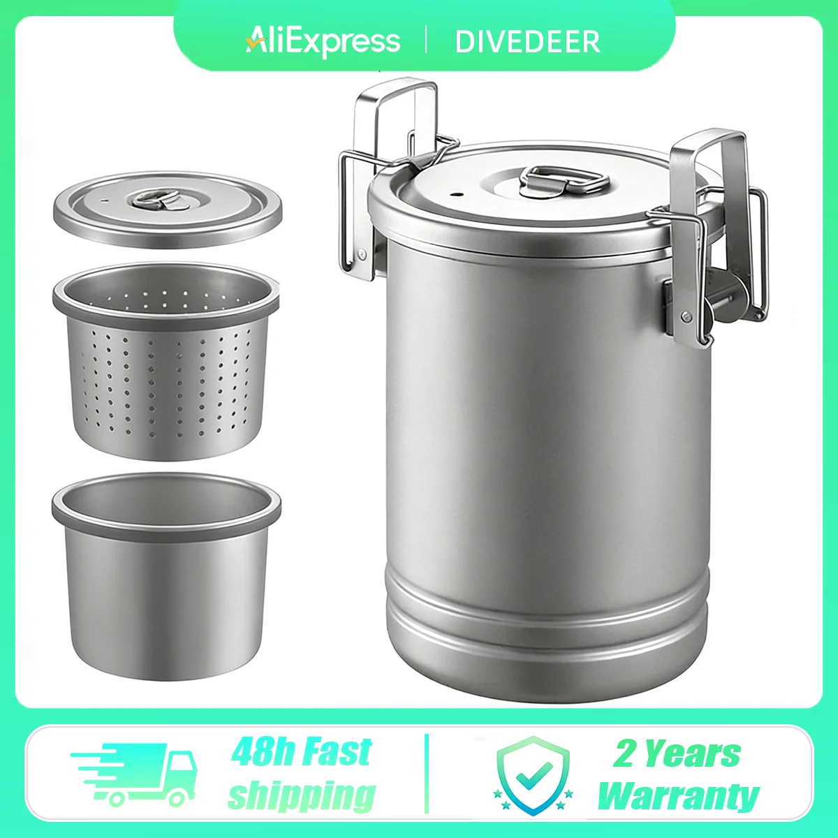 

DIVEDEER Кемпинг Туризм Рисоварка из нержавеющей стали 304, портативная уличная посуда для пикника, инструмент для приготовления пищи в путешествиях