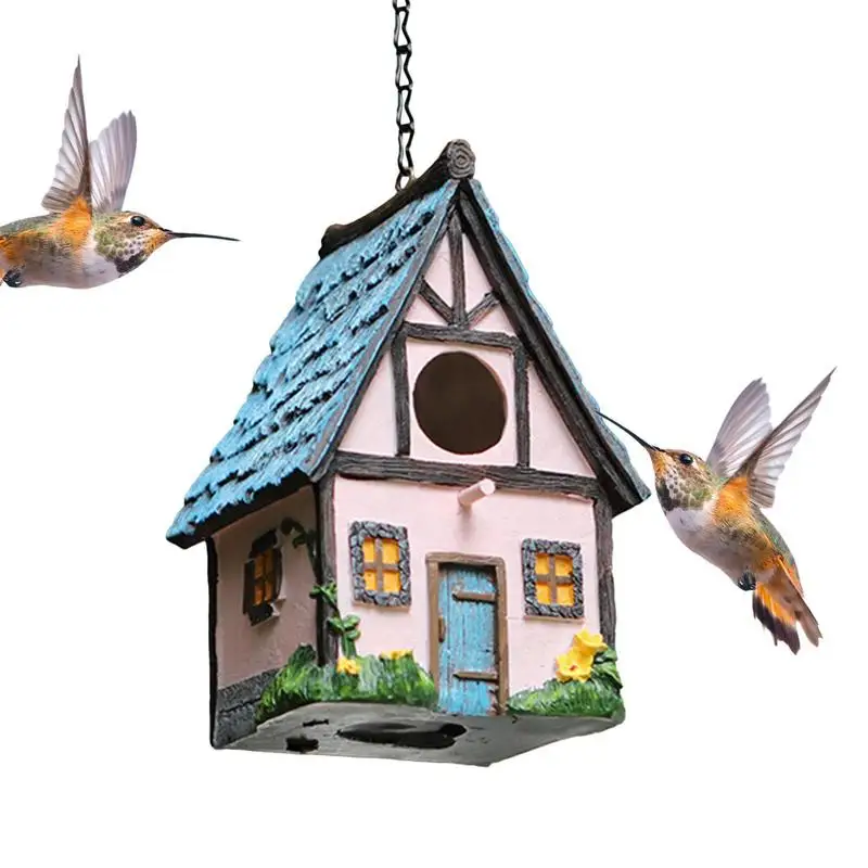 Pastoral Style Bird House Resin Crafts Outdoor Bird House Winter Warm Bird Nest Hanging Nest Garden Decoration