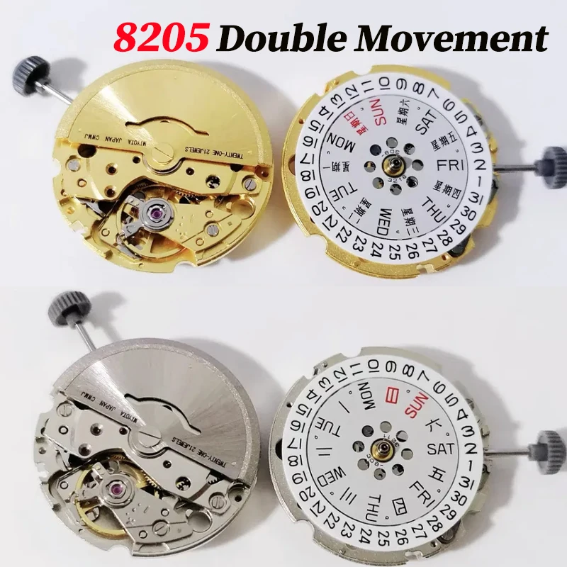 

8205 двойной календарь, автоматический механизм, 21 драгоценный камень, запасные части для часов, дата и неделя, аксессуары для часов